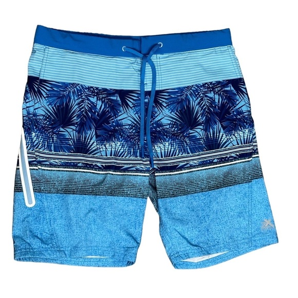 Men's Zeroxposur Medium 32 - 34 Swim Drawstring Shorts Trunks Stripes Blue Fern - Picture 3 of 10